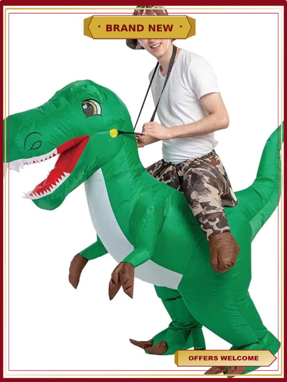 Inflatable Dinosaur Costume Adult Funny Blow Up Cosplay Party Suit